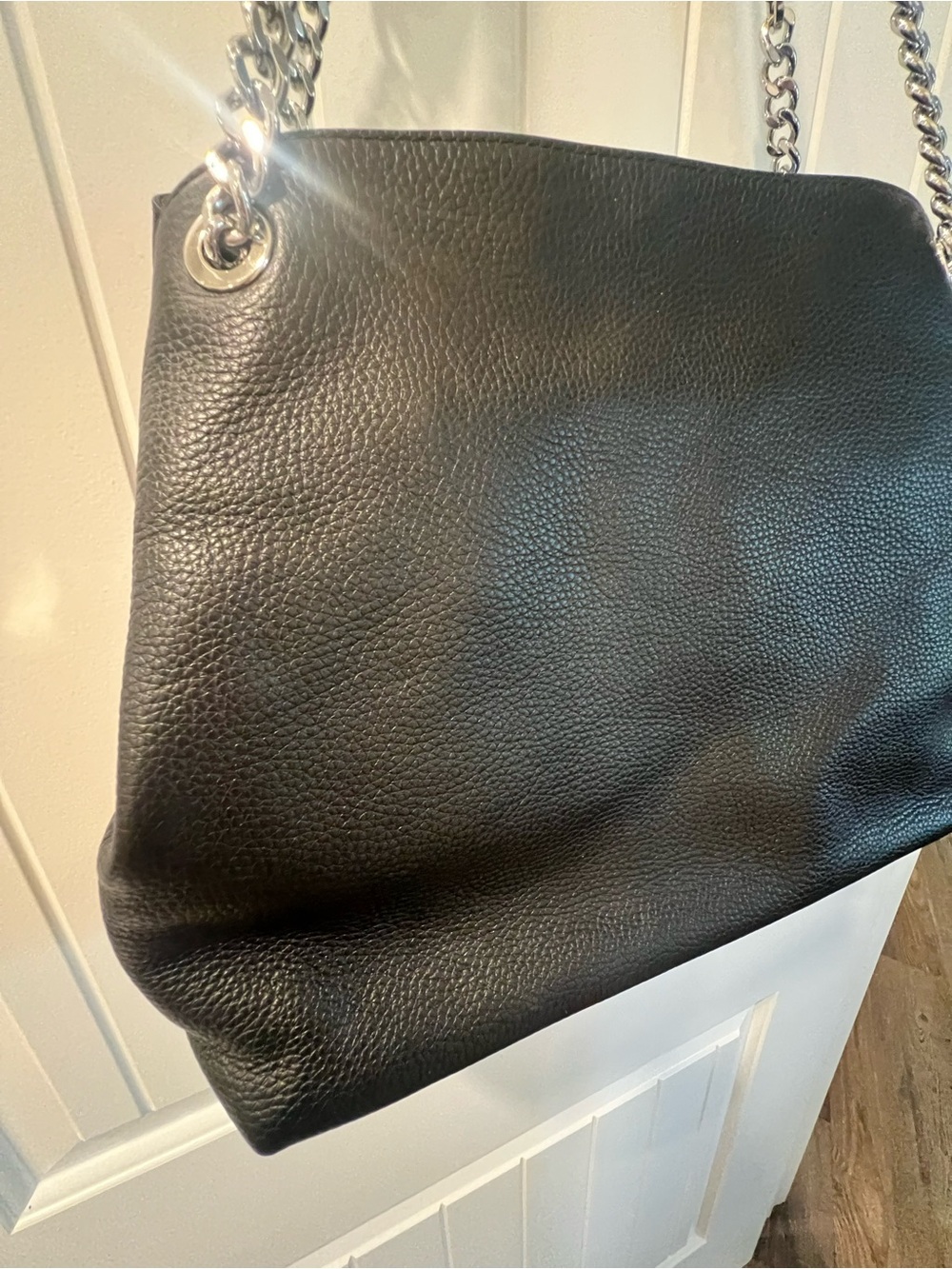MICHAEL KORS Jet Set Large Black Pebble Leather Chain Strap NWT - Picture 4 of 8